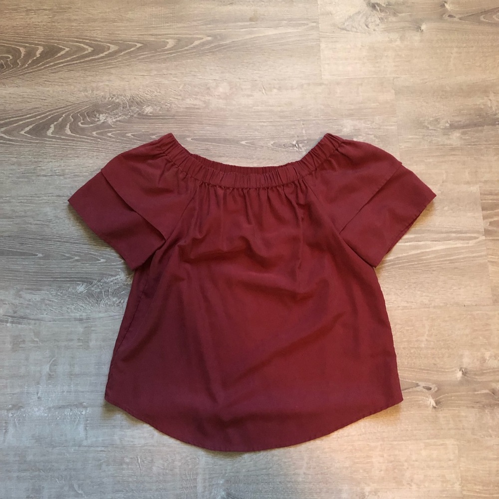 Maroon, off the shoulder top